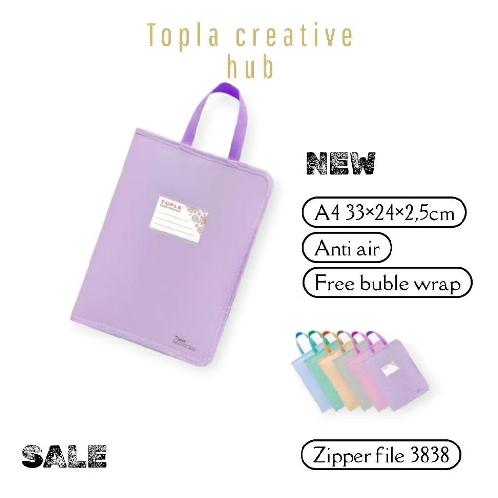 

TOPLA Zipper File 3838 Map Resleting File Folio Dokumen Penting Warna Pastel ukuran A4