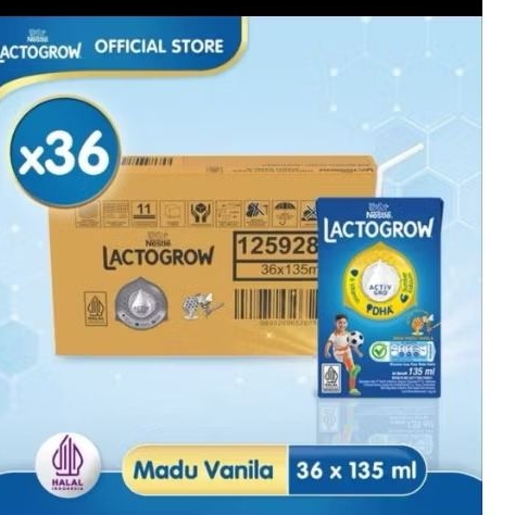

Lactogrow Susu UHT Rasa Vanila-Madu 36x135ml Ready siap kirim exp 7/2026 Free Bubblewarp
