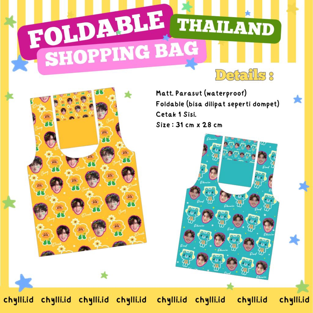 FOLDABLE SHOPPING BAG THAILAND MASCOT GMMTV | TAS BELANJA LIPAT
