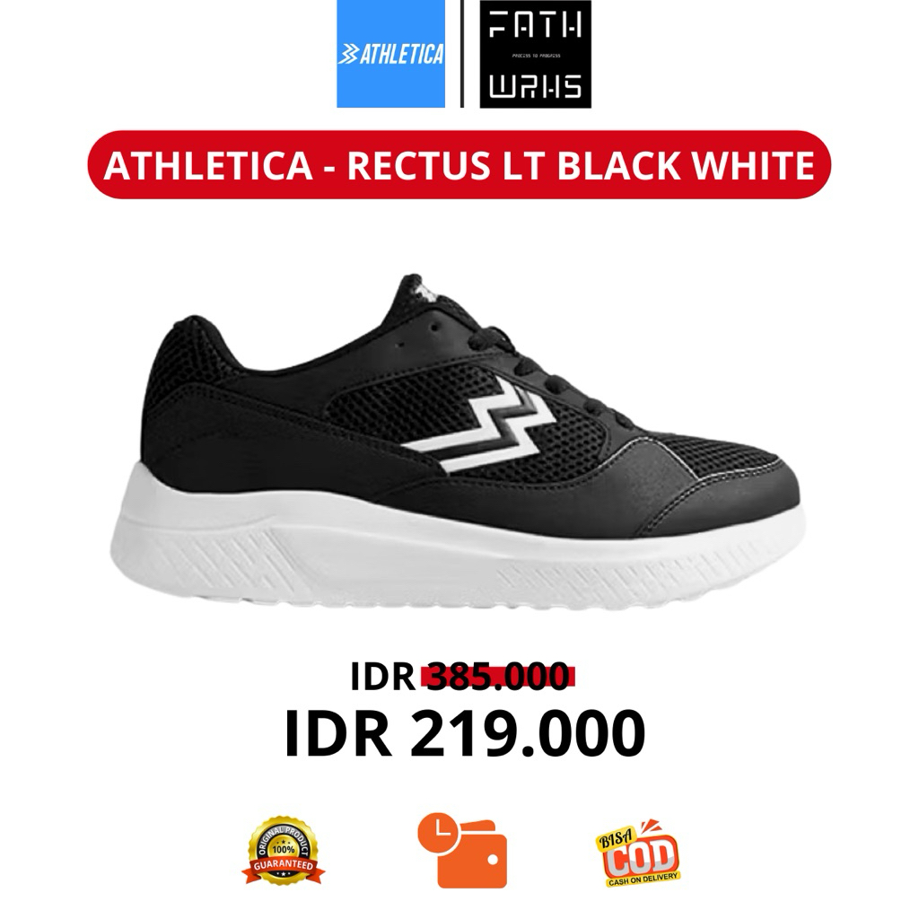 Sepatu Geoff Max Athletica Original - Rectus Black White | Sepatu Cupsole | Sepatu Olahraga | Sepatu