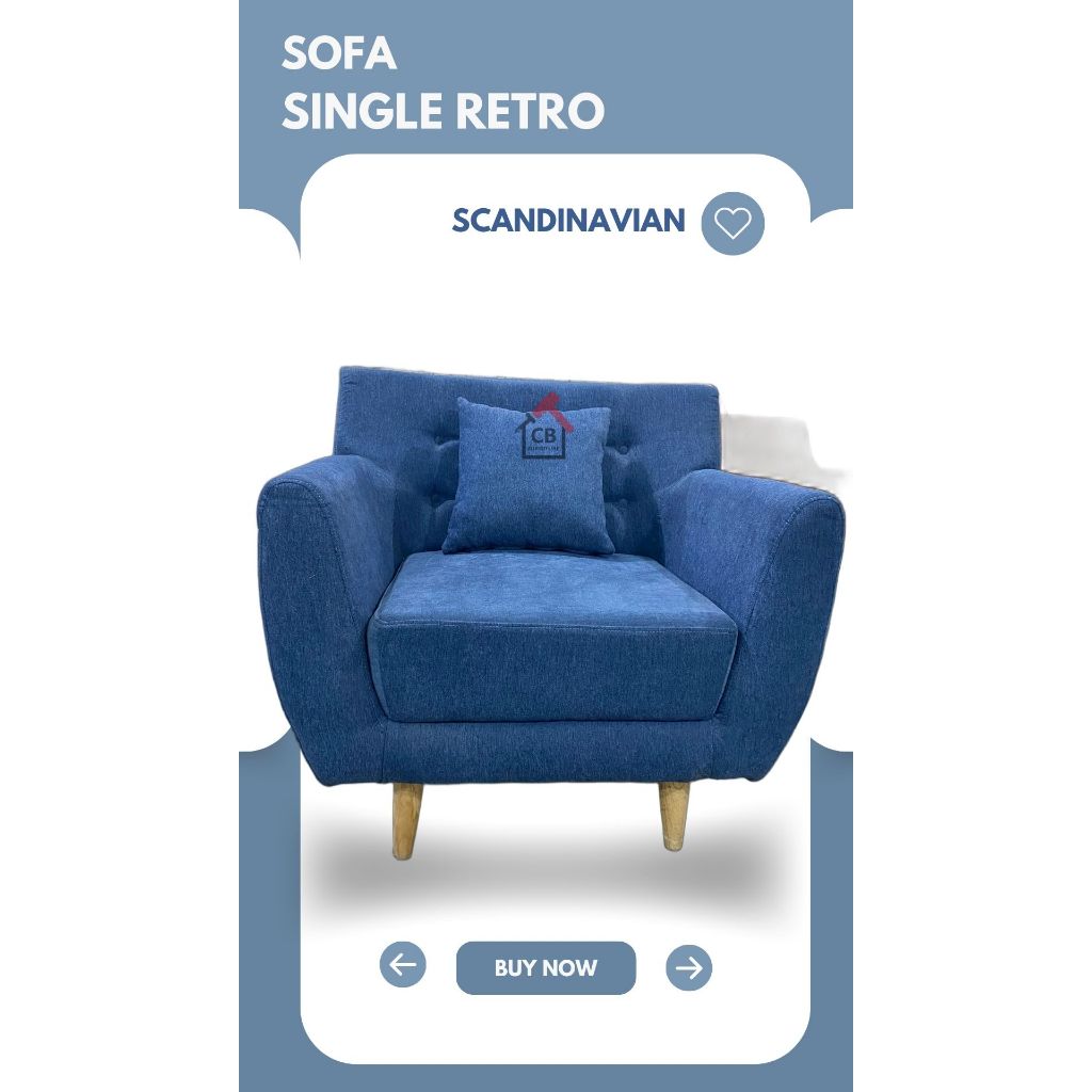 SOFA 1 SEATER RETRO SCANDINAVIAN / SOFA SINGLE / SOFA RETRO / SOFA TAMU