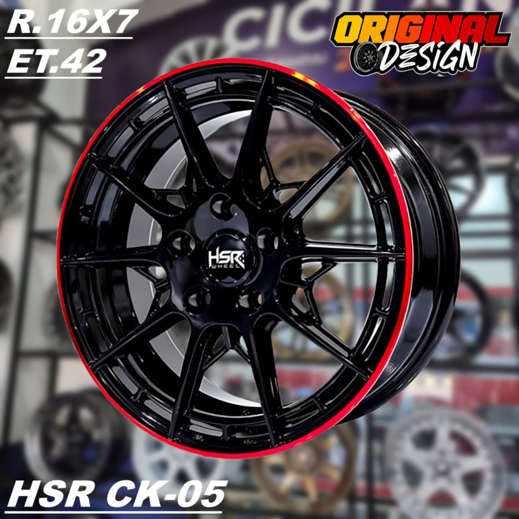 Velg Mobil TERIOS, RUSH, INNOVA, Ring 16 Warna Hitam Lis Merah HSR CK05 R16 Lubang 5
