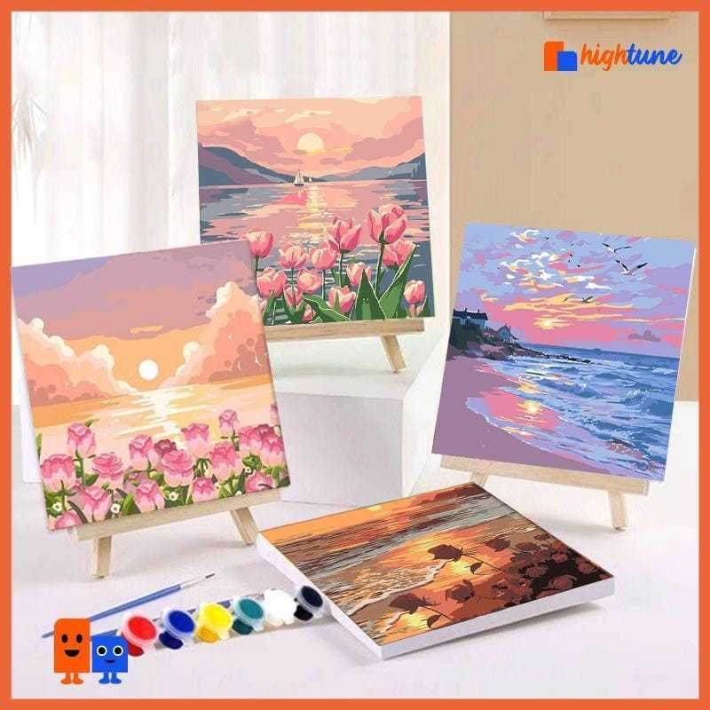 

Hightune Paint By Number Ukuran 20 X 20 CM Kanvas Belajar Melukis Profesional Bunga Aesthetic / Set Belajar Lukis Anak