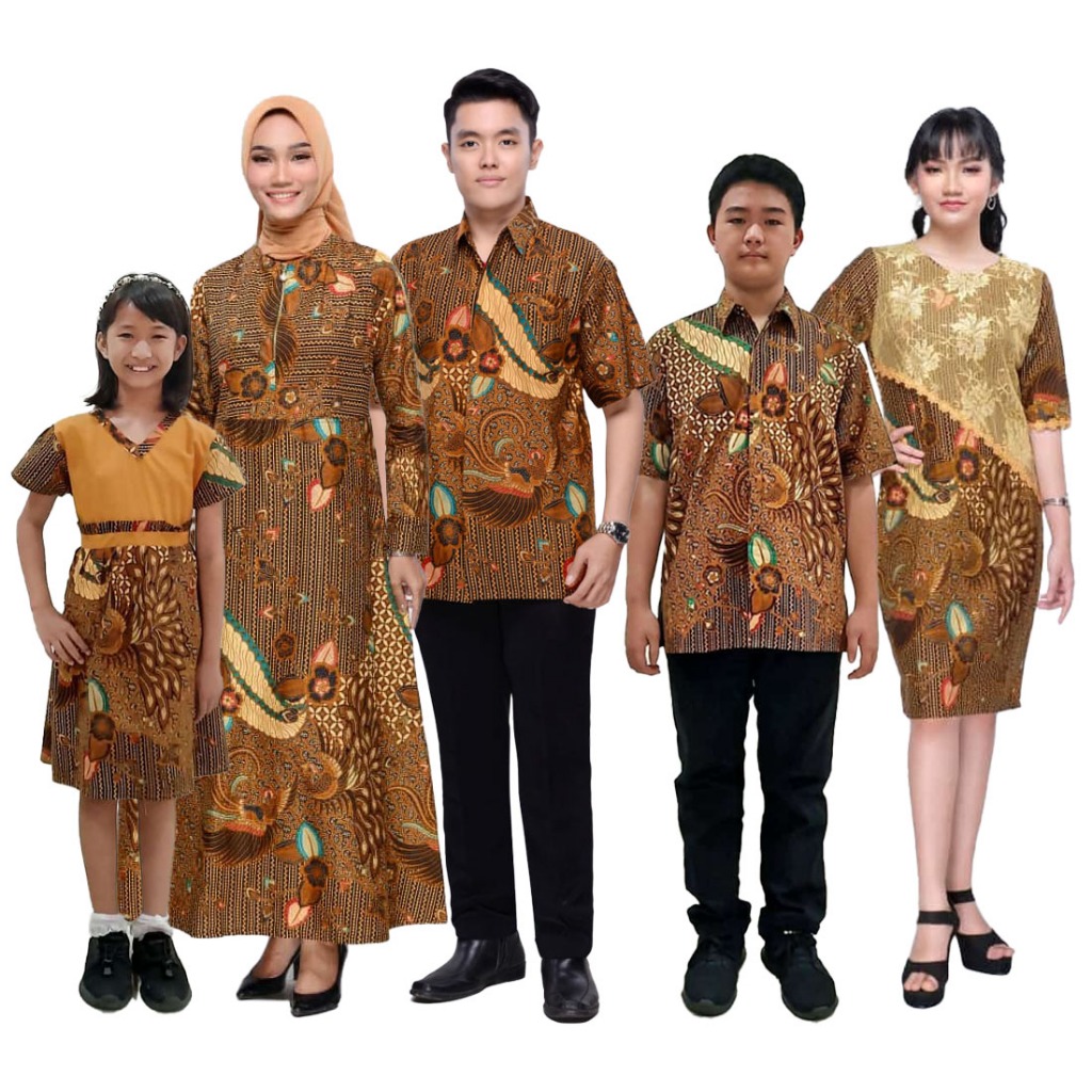 Sarimbit Batik Keluarga Modern Divania Sogan – Couple Batik Pria, Wanita & Anak – Baju Batik Kondang