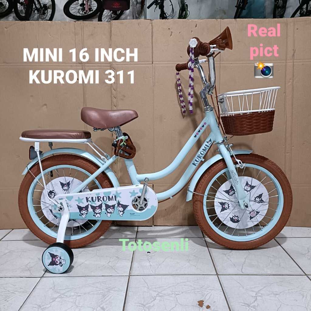 SEPEDA ANAK PEREMPUAN MINI 16 INCH 311 KUROMI SEPEDA ANAK ADA TEROMPET //SEPEDA MINI 16 INCH KUROMI 