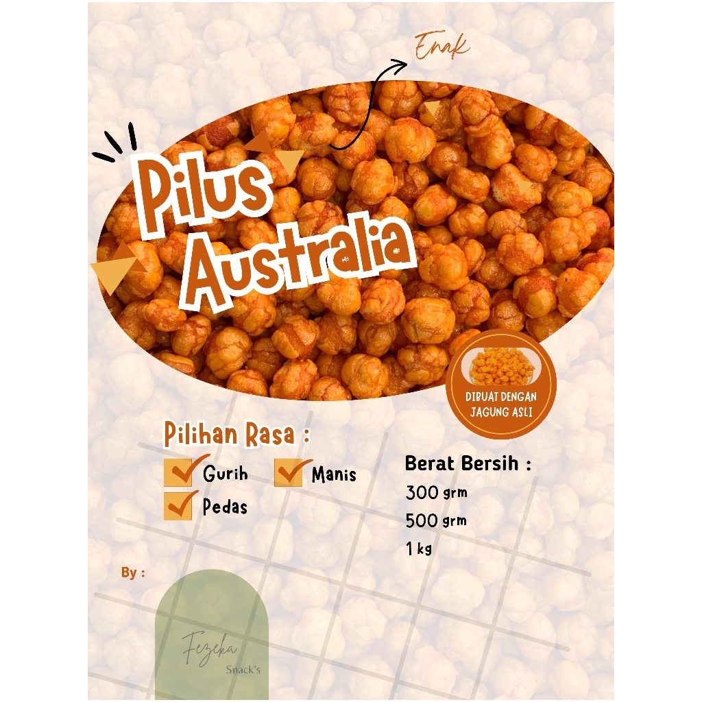

SNACK JAGUNG /SNACK PILUS AUSTRALIA PEDAS