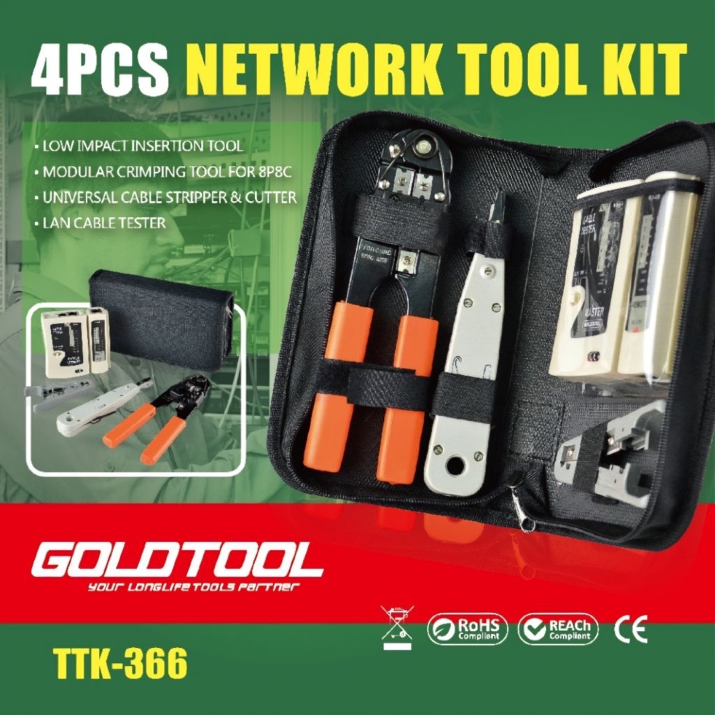 GOLDTOOL TOOLKIT NETWORK REPAIR 4IN1 TTK-366 / 4PCS NETWORK TOOLKIT
