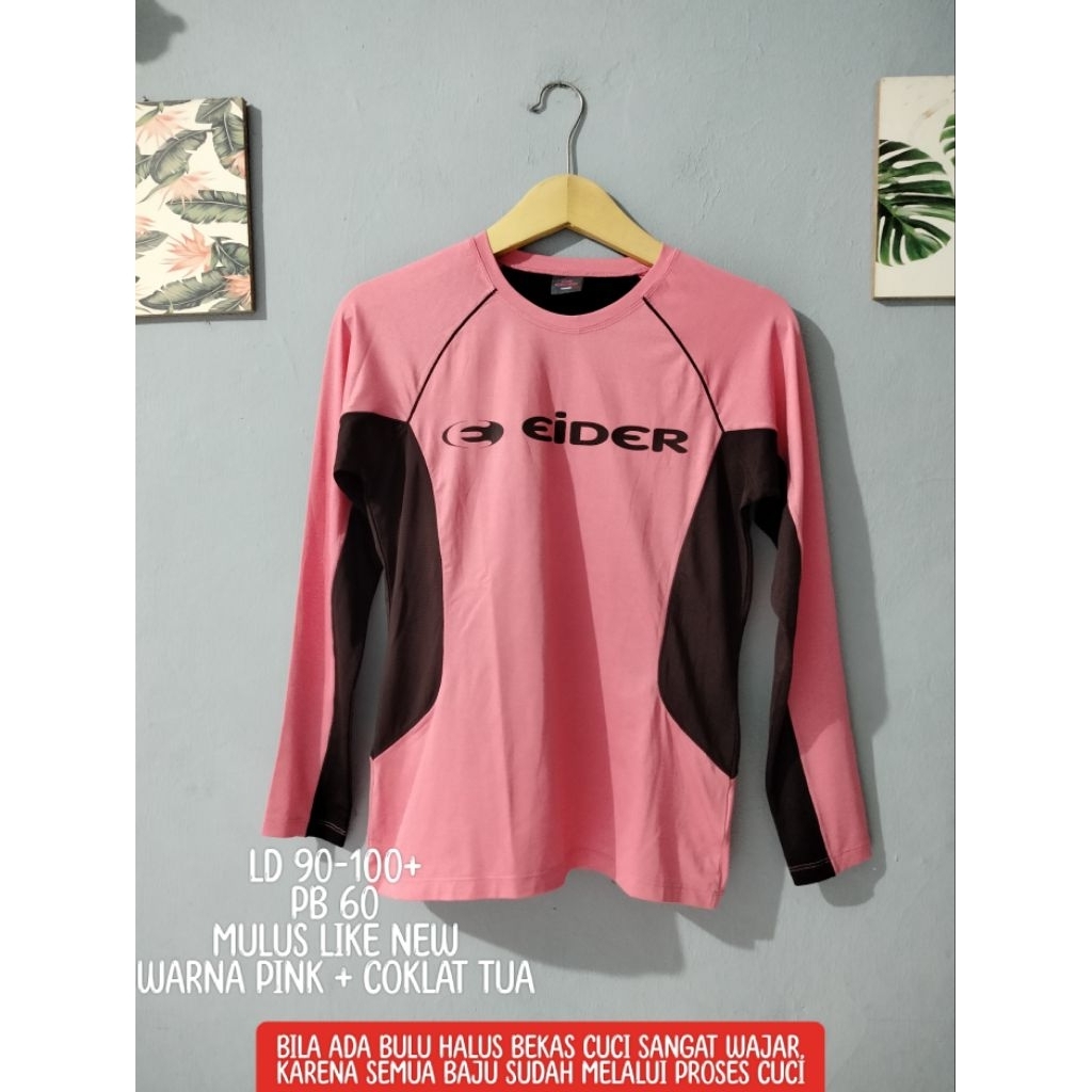 EIDER Atasan Olahraga Baju Running Lengan Panjang Pink Coklat
