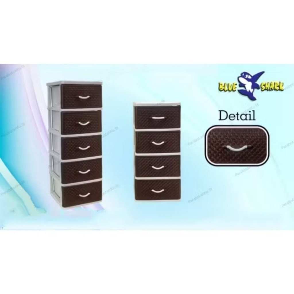 Kabinet rotan susun 4 / Lemari plastik rotan susun 4 / rak laci baju plastik