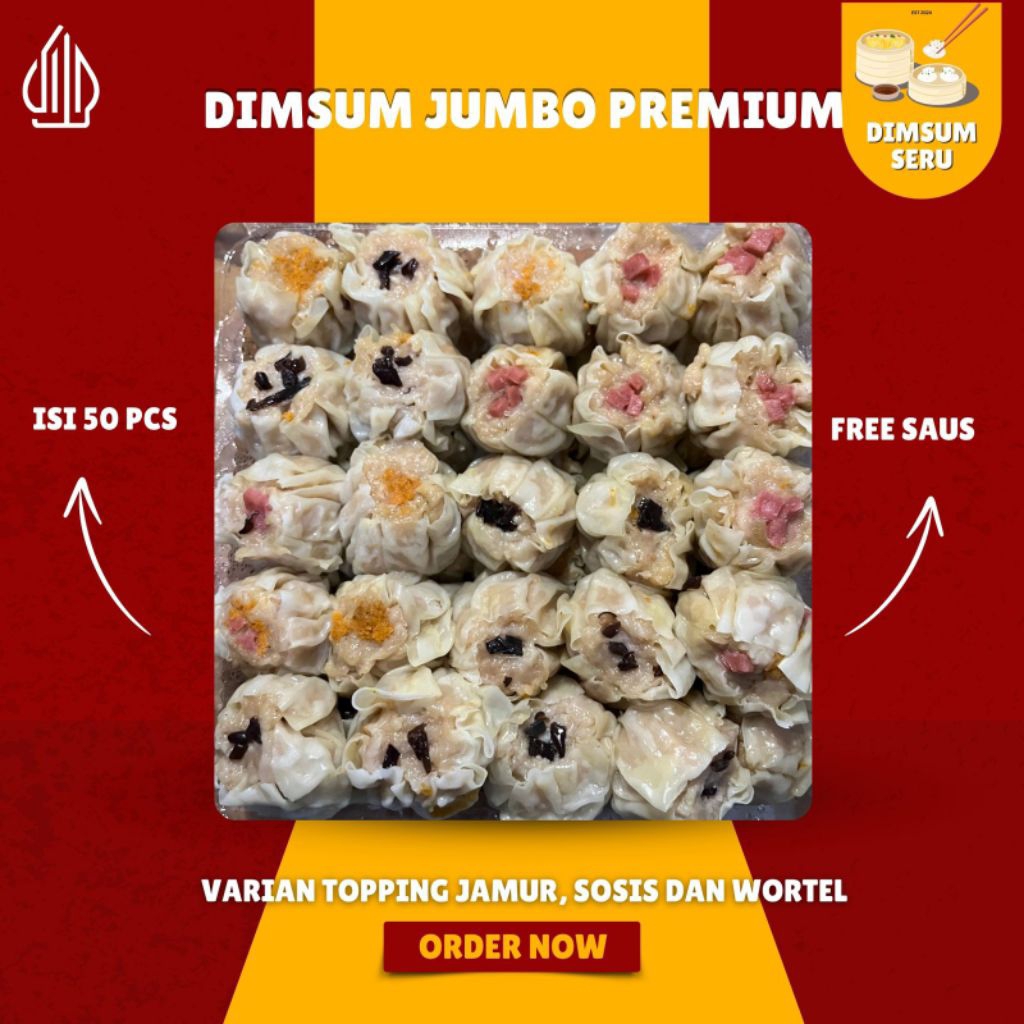 

Dimsum Jumbo - Dimsum Premium isi 50 pcs (34-37 gr/pcs) - Halal - Frozen