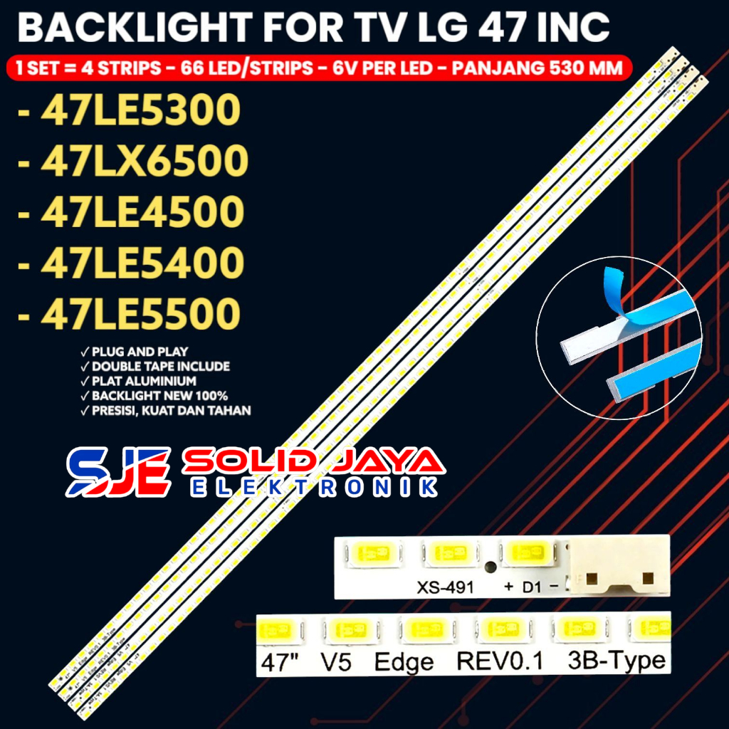 BACKLIGHT TV LED LG 47 INCH 47LE4500 47LE5300 47LE5400 47LE5400 47LE5500 47LX6500 47LE 47LX 66K BL