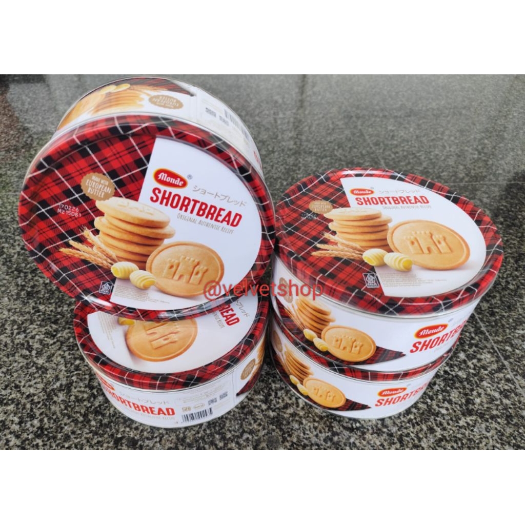

Monde Biscuit Tin Biskuit Kaleng 335g Short Bread Butter Cookies