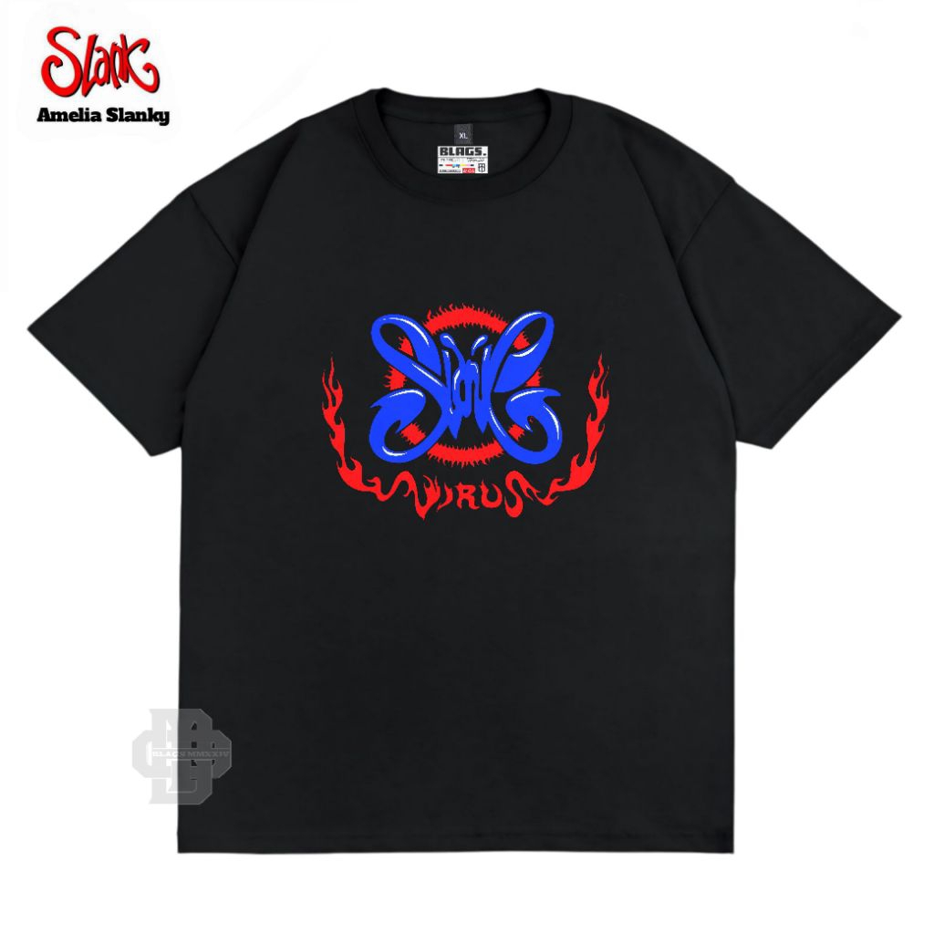 Slank Virus - Lengan Pendek - Baju Slank - Kaos Distro Slank Pria Wanita Unisex Hitam