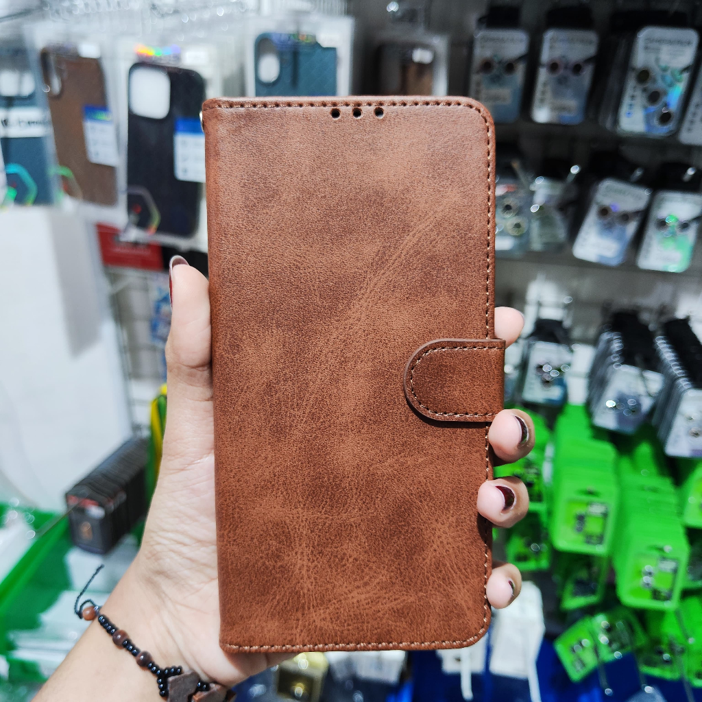 BARU  REALME C71 Flip Wallet Casing Cover Leather Dompet Case Hitam Coklat Marron Neavy flipCase cov