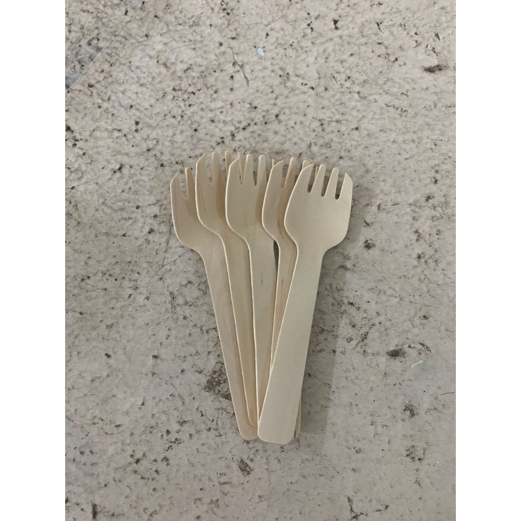 SENDOK KAYU SPORK KAYU GARPU KAYU 100PCS