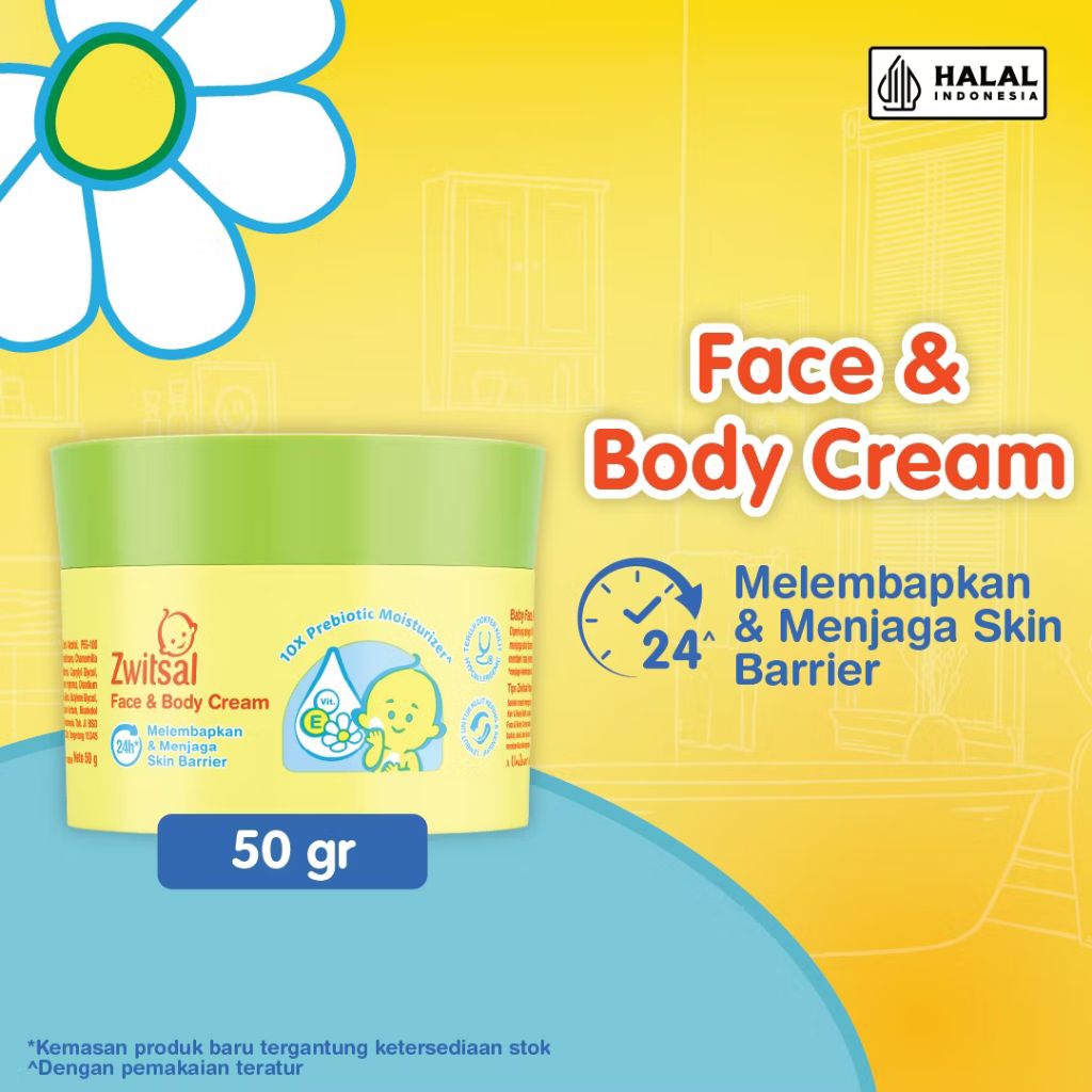 ZWITSAL BABY Face & Body Care Cream Krim Wajah dan Badan Bayi ZWITSAL 50gr 50 gr