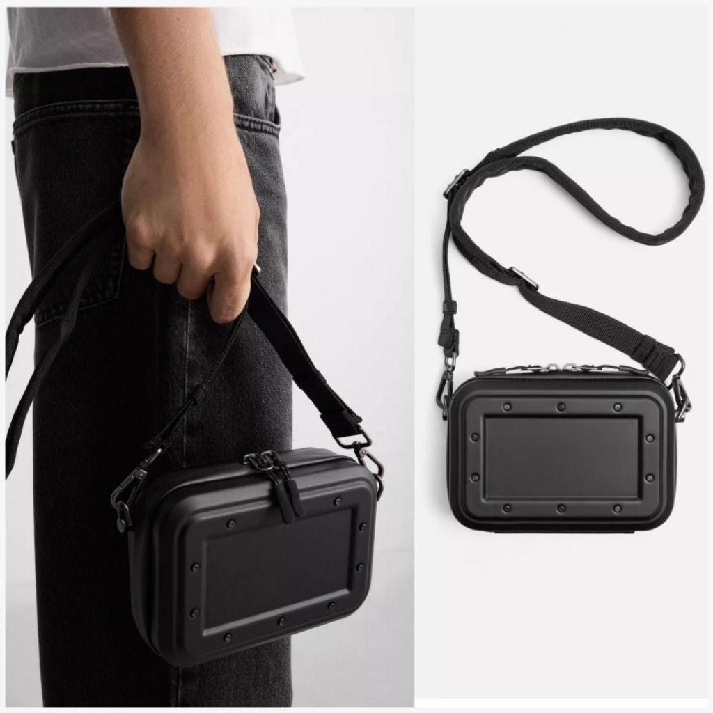 Tas Pria Zara Man Rigid Crossbody Bag Rubberised Tas Mini Selempang Pria Original Crossbody Bag Mode