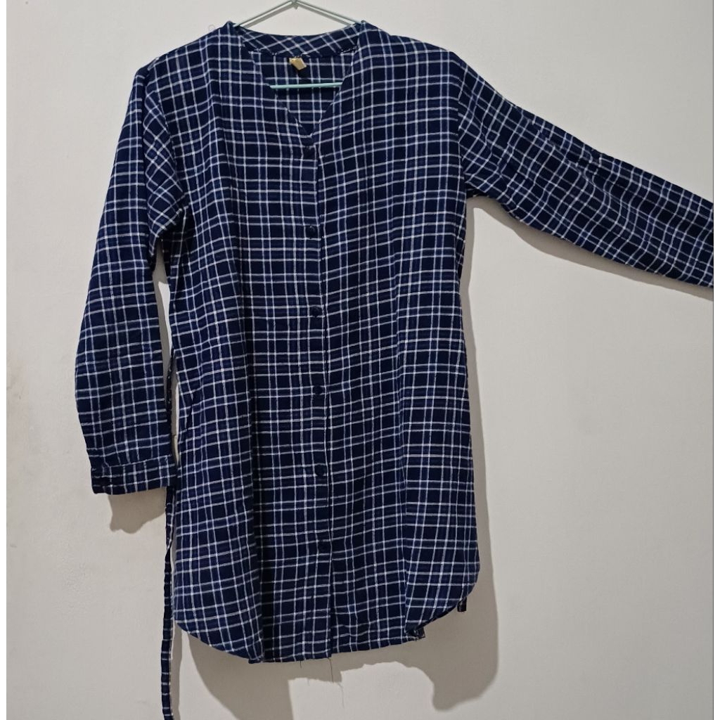 [PRELOVED] TUNIK EFIRY FLANEL KOTAK-KOTAK NAVY