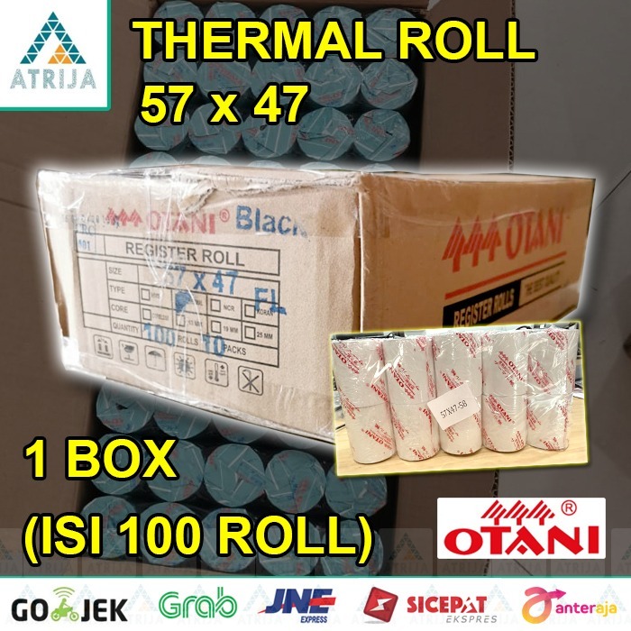 

1 BOX (100) Kertas Struk Thermal Paper Roll Black 57x47