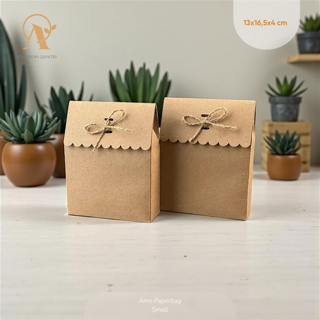 

Ashadewi Gayatri - Ame Paperbag : Small 13x16.5x4 cm / Paperbag Rakit / Paperbag Tali Rami / Goodie Bag / Brown Kraft