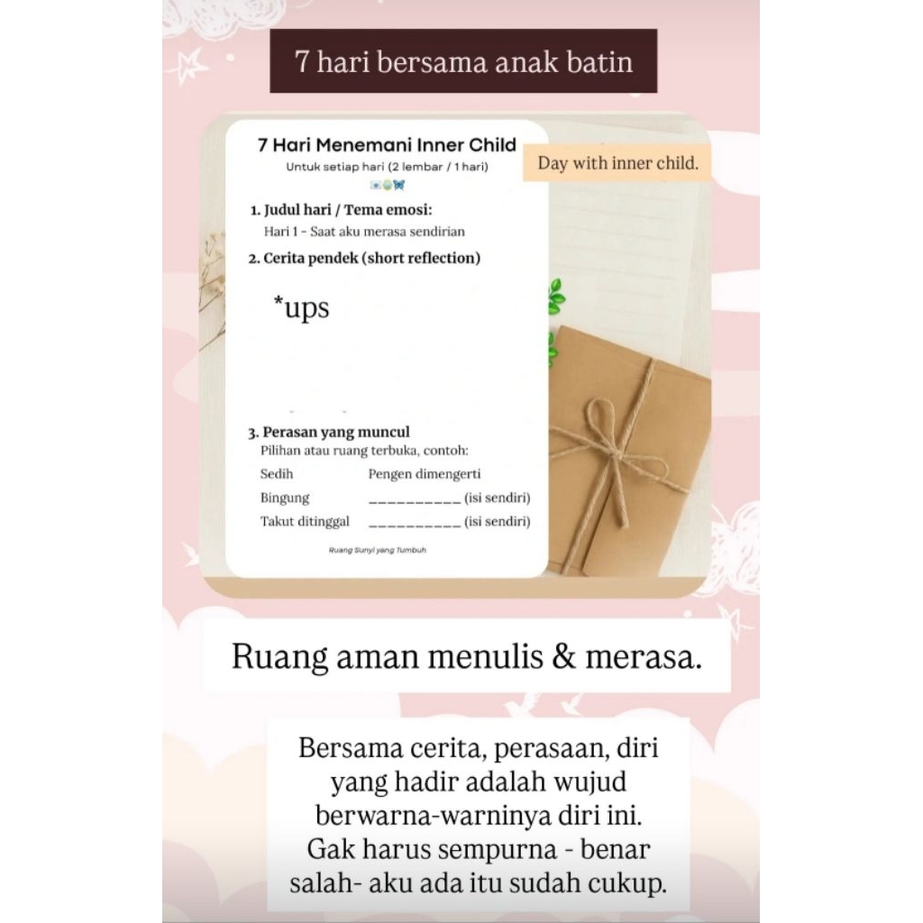 

Lembaran 7 Hari bersama Inner Child dan amplop cantik