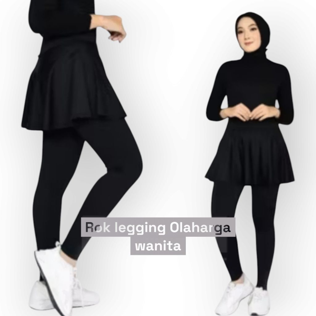 Legging rok olahraga wanita Skirt Sport jogging senam Lari Zumba Senam Aerobik Katun Spandeks Premiu