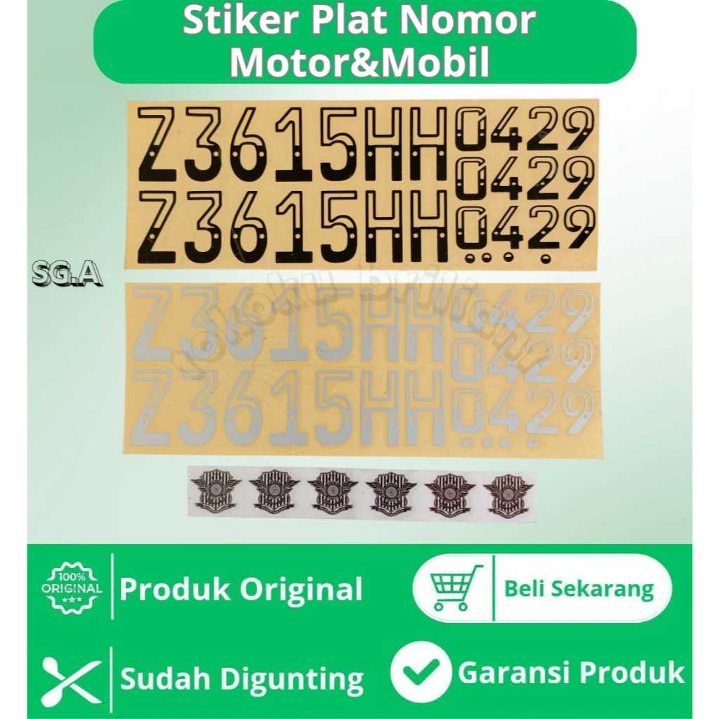 STICKER PLAT NOMOR FONT BARU MOTORMOBIL