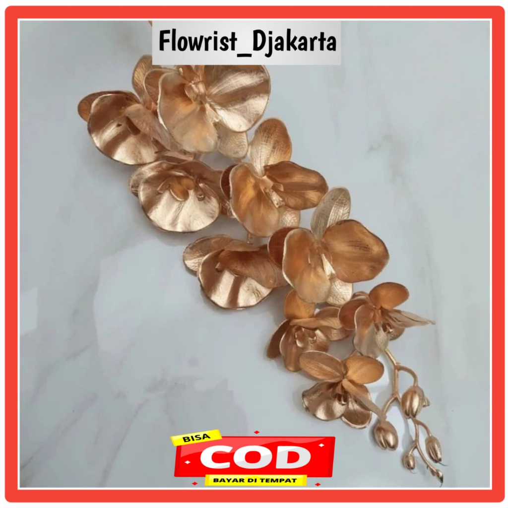 BUNGA ANGGREK GOLD 9TANGKAI GOLDEN FLOWER BUNGA PLASTIK