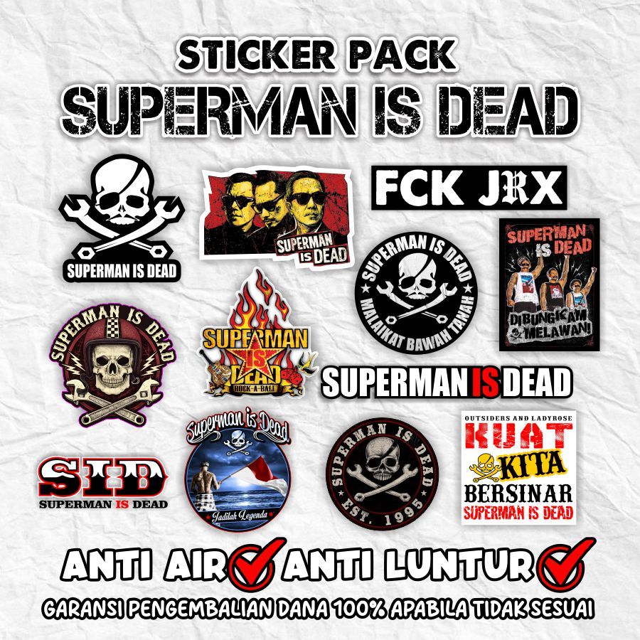 

Sticker Pack Band Superman Is Dead Sudah Terpotong | sticker pack BAND SID stiker estetik stiker pack stiker motor stiker laptop stiker Helm band rock | Sticker Band SID Sticker pack Band Rock Indo sudah terpotong anti air anti Luntur