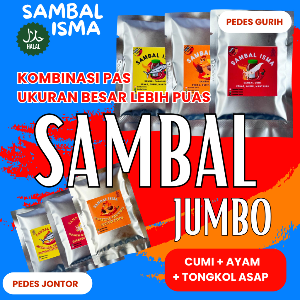 

TRIO Paling Dicari Ukuran Jumbo 3 Sambal Cumi + Ayam + Tongkol Asap Sangat Praktis Ga BOSENIN