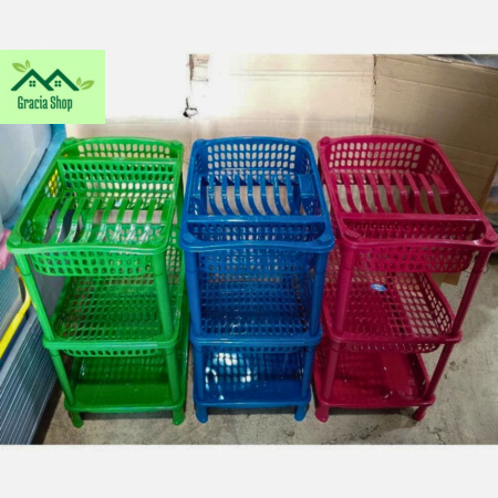 Rak Piring BeePlast susun 3 + Nampan / Rak Pengering Piring Plastik / Rak Gelas Plastik / Rak Plasti