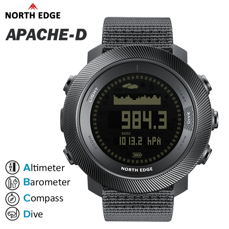 North Edge APACHE-D Men's Outdoor Dive Watch – Barometer & Altimeter, Compass
