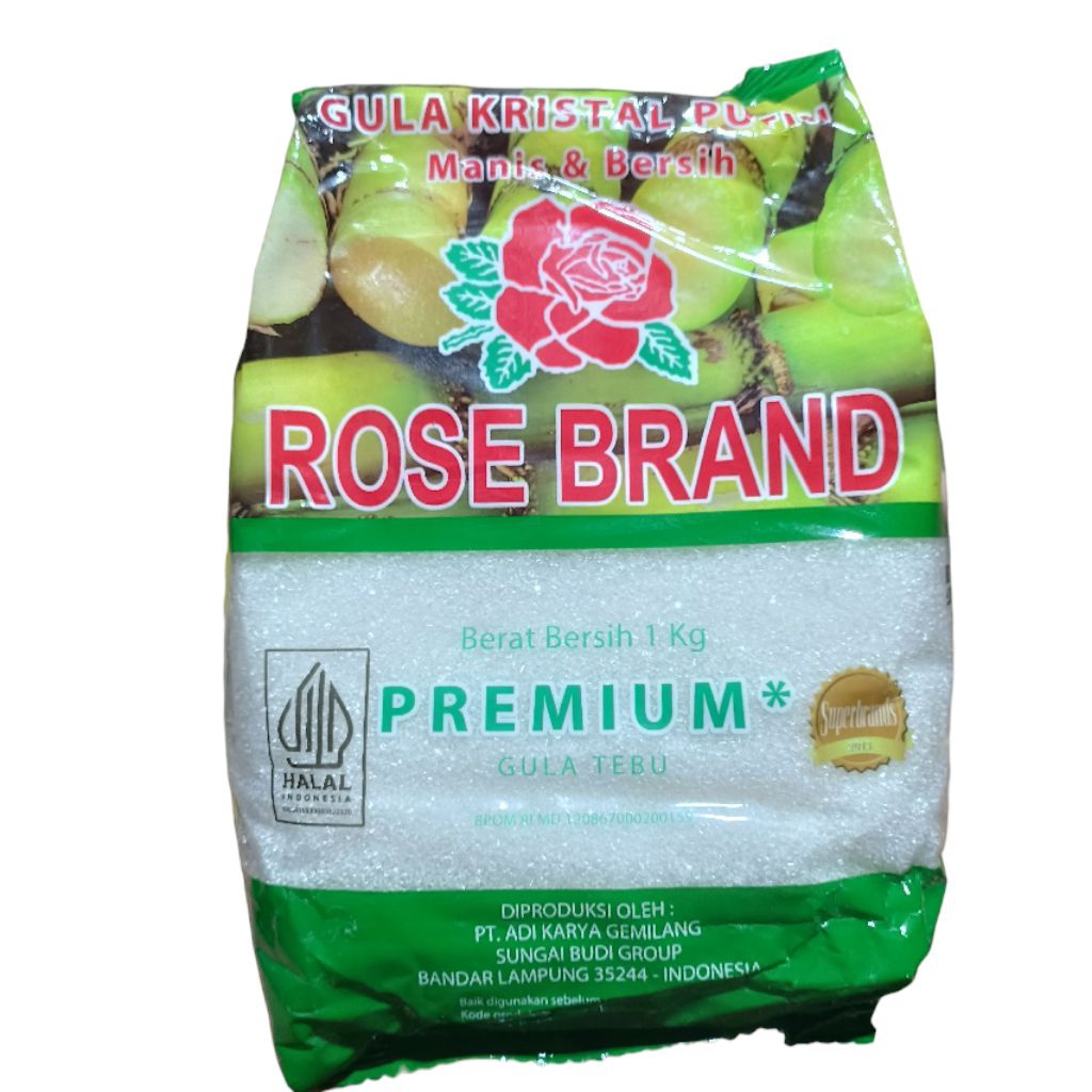 

Gula Pasir Putih Premium Kristal Manis Merk Rose Brand 1 kg