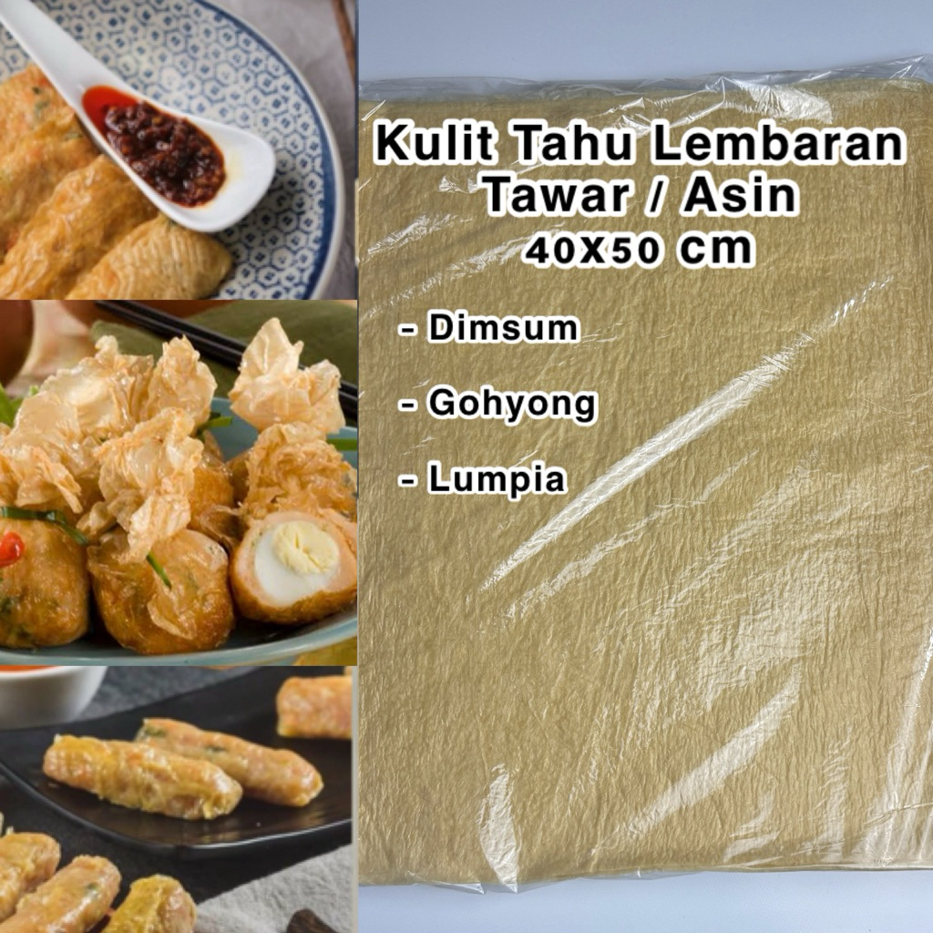 

Kulit tahu Asin lembaran 40 x 50 cm Kulit tahu ekado dimsum hekeng gohyong lumpia