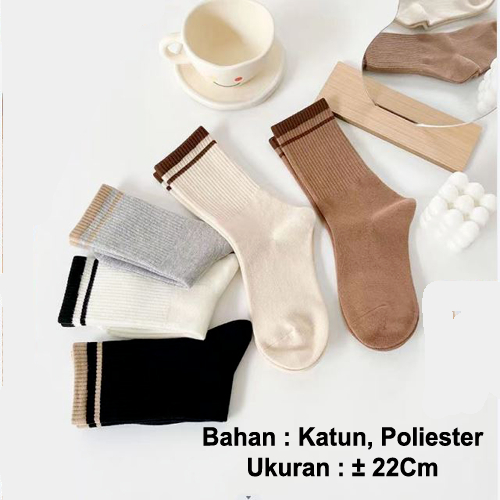 Kaos Kaki Polos 2 Garis Pria Wanita Sport Casual -- Kaos Kaki Polos Unisex 2 Garis Trendy Pria Wanit