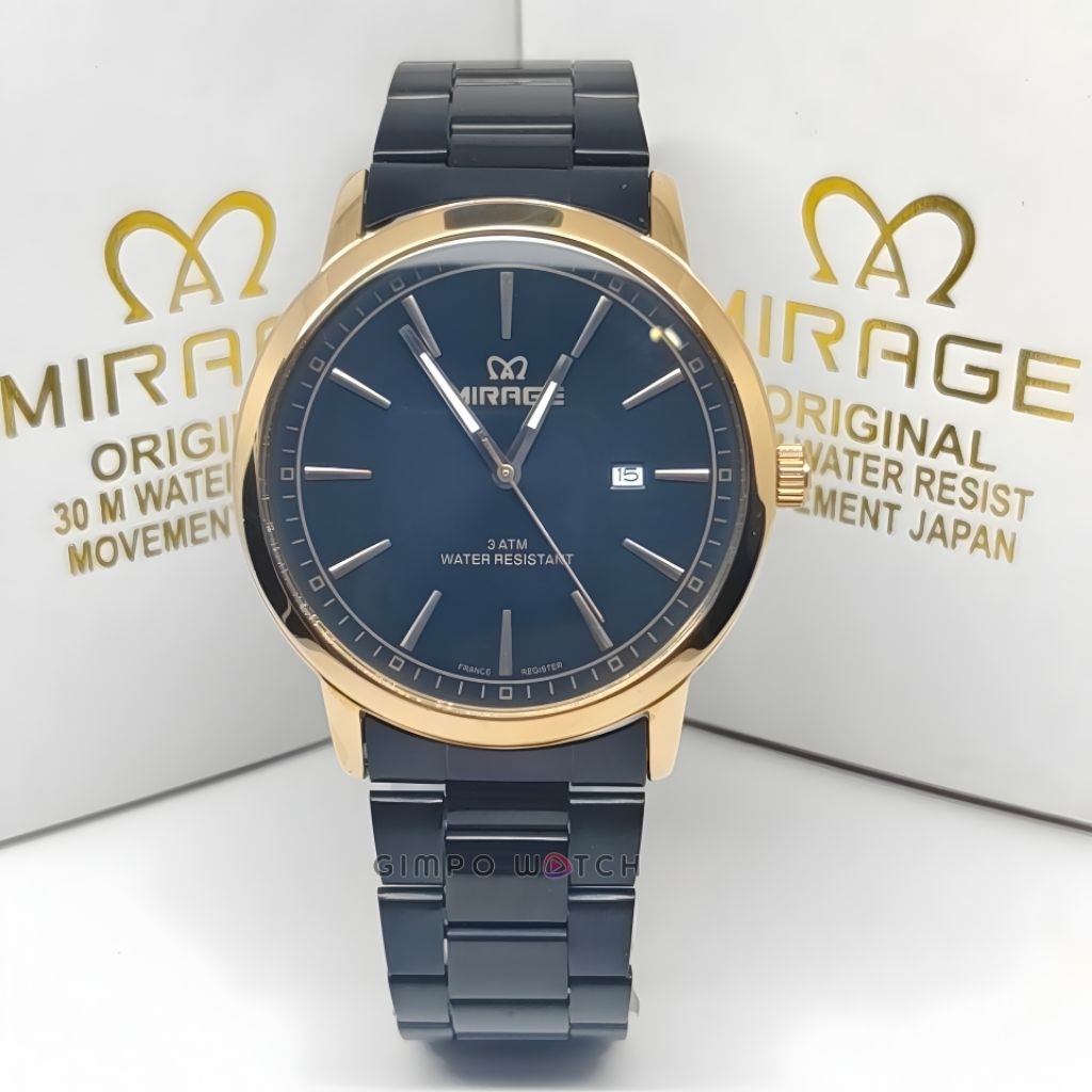 Mirage Jam Tangan Analog Pria Original Stainless Steel 8752BRP-M