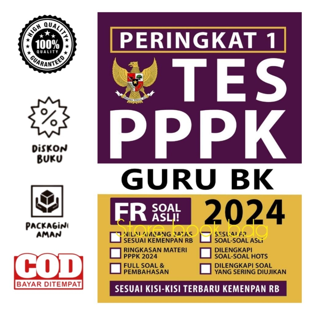 Buku peringkat 1 tes pppk GURU BK FR soal asli Tahun 2024