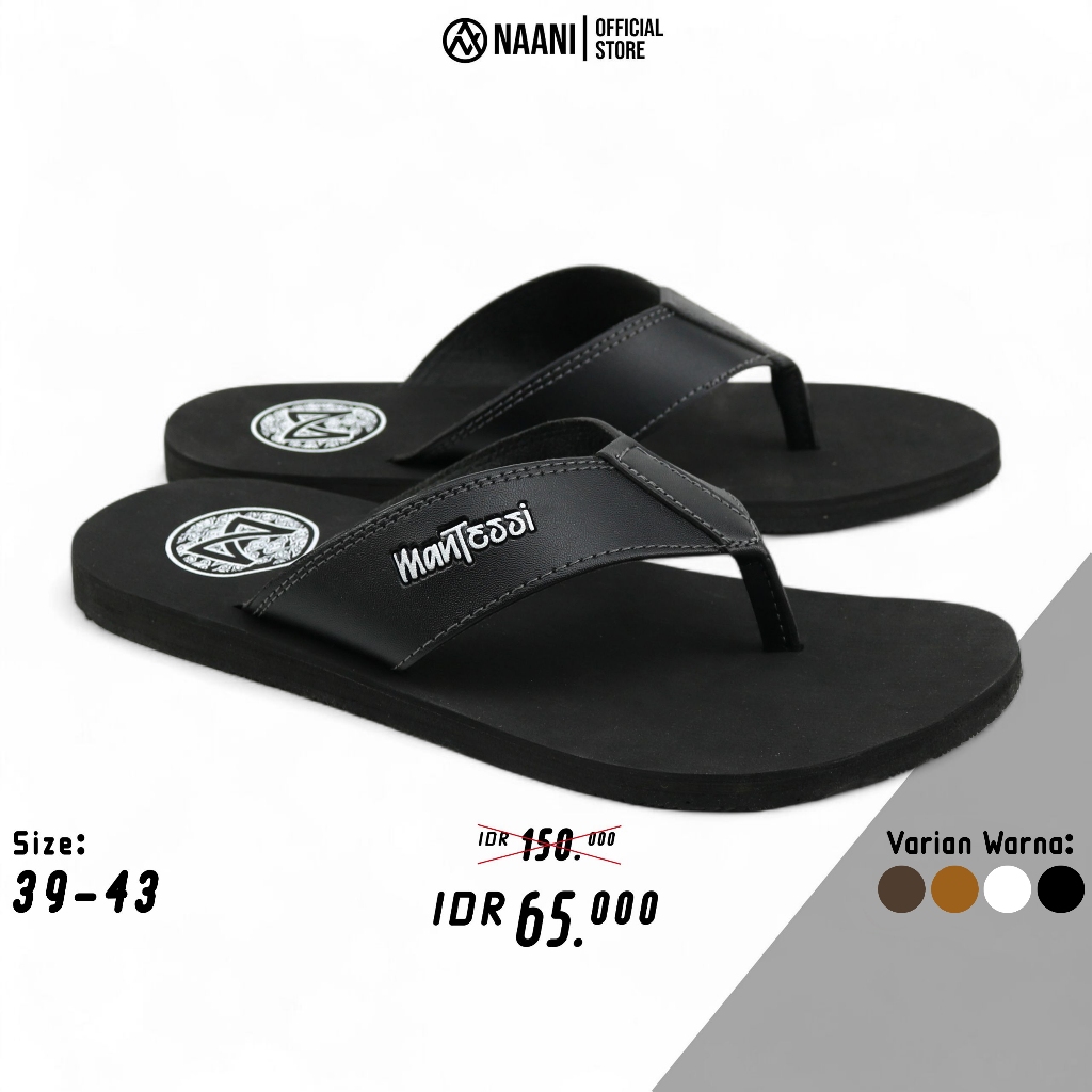 Naani.id sandal distro polos / sandal jepit distro pria wanita Batik Hitam