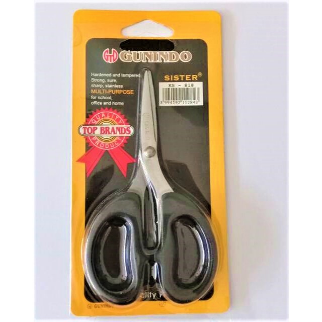 

GUNTING KERTAS GUNINDO GAGANG HITAM STAINLESS 818 ( 5 INCH ) KECIL SCISSORS
