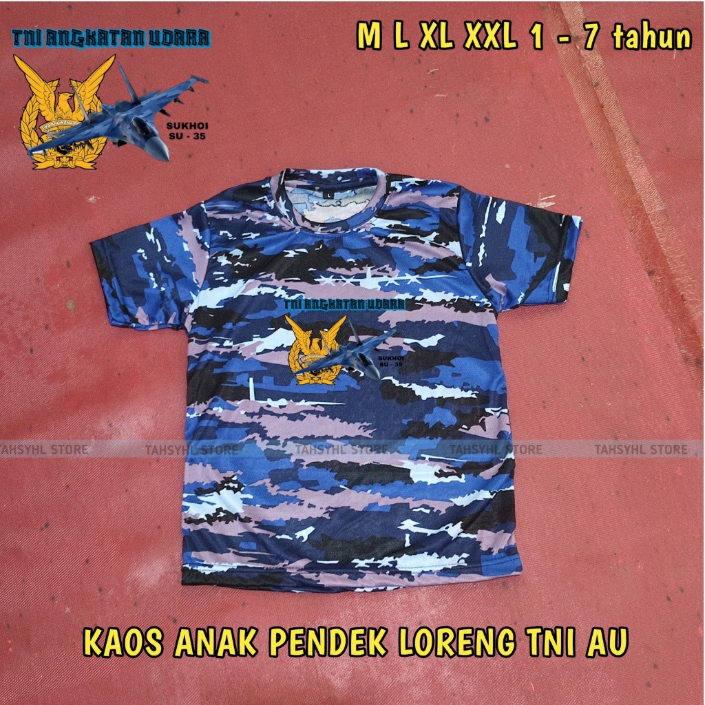 Kaos Anak Pendek Army Gambar Pesawat TNI AU Sukhoi - Gaya Militer yang Keren untuk Si Kecil
