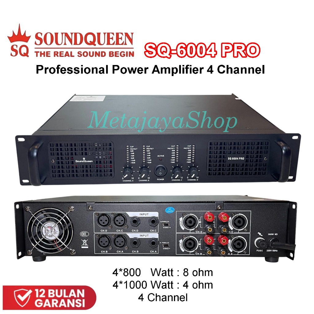 Power Amplyfier SoundQueen SQ-6004pro Power Soundqueen 4 Channel SQ6004 pro