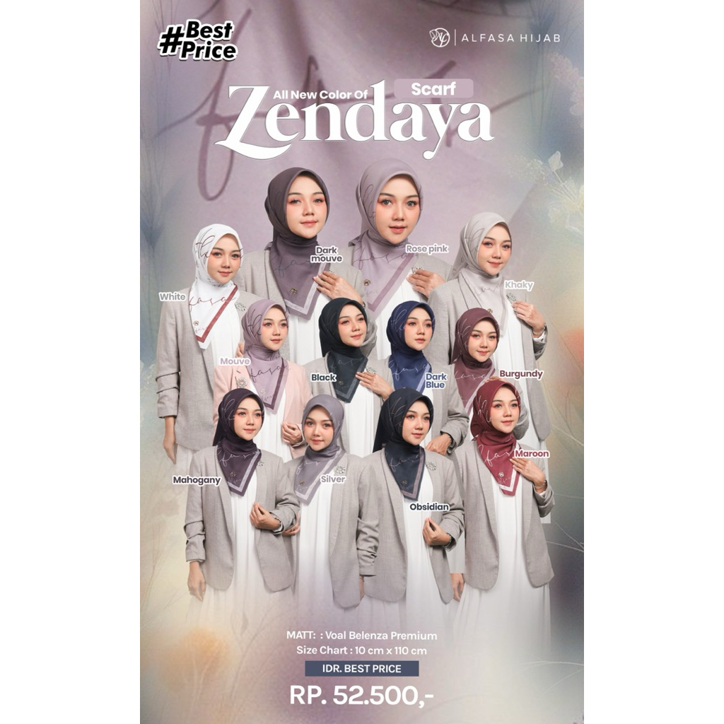 ZENDAYA SCARF BY ALFASA HIJAB ✔️ scarf terbaru ✔️ hijab segiempat promo