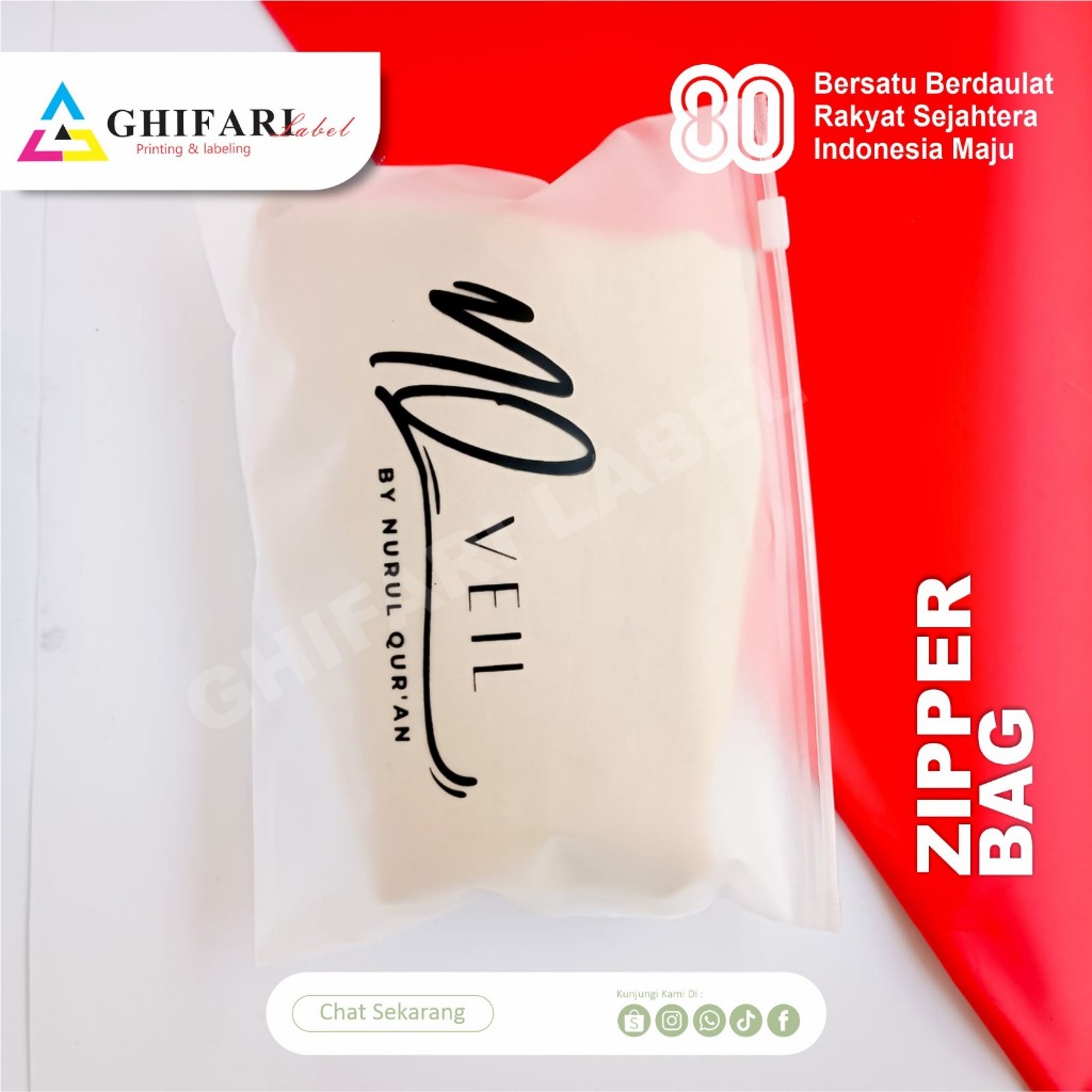 sablon custom zipper bag minimal 100pcs , zipper pouch hijab , plastik sablon