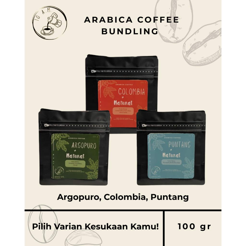 

10AM Roastery - Kopi Arabika Natural Bundling 100 Gram - Argopuro, Colombia, Puntang