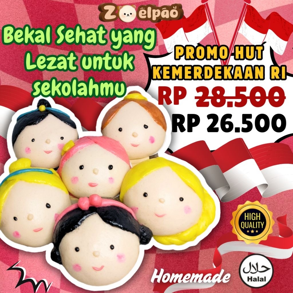 

Bakpao Karakter Frozen Zoelpao, Edisi karakter Orang/BTS/superhero, Halal, Isi 6