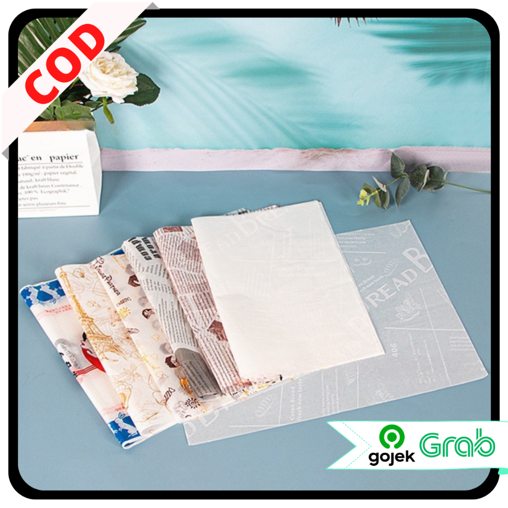 KAISSO - [100 PCS] BAKING WRAP PAPER KERTAS ALAS BURGER SANDWICH PEMBUNGKUS ROTI ESTETIK SERBAGUNA