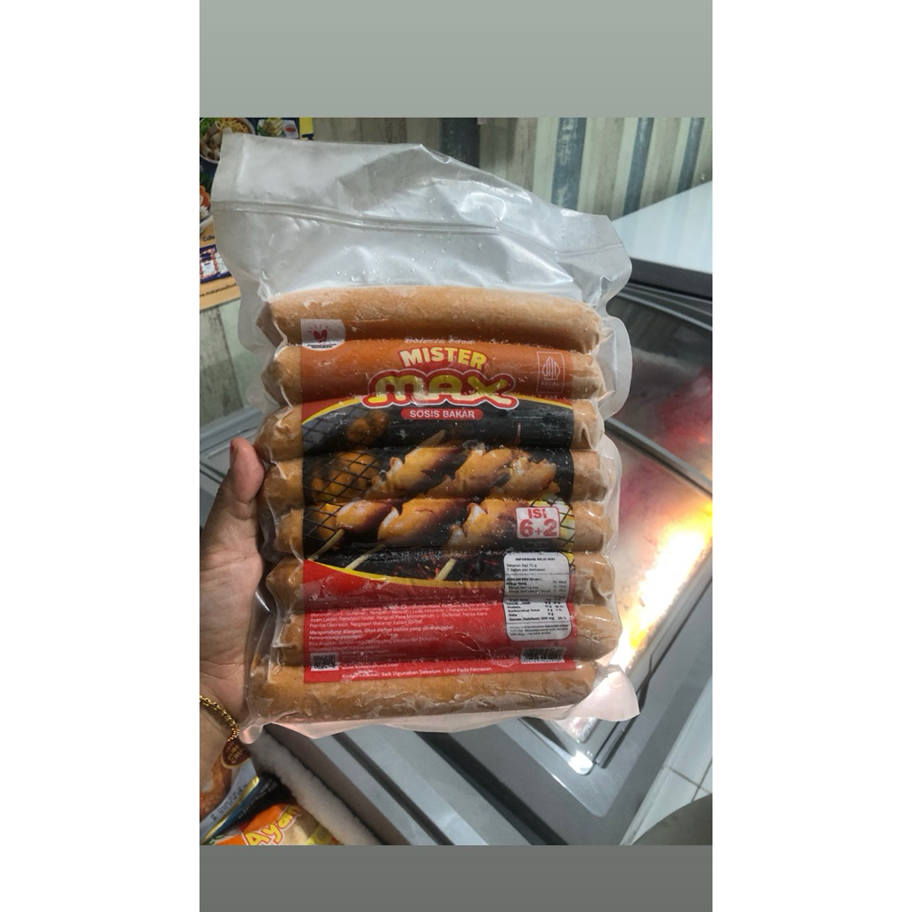 

Sosis bakar Mr Max isi 8 atau 12 berat kurang lebih 600gr