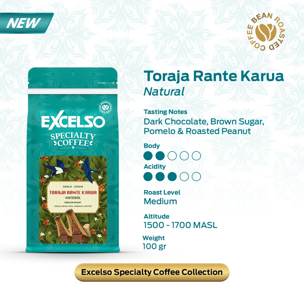 

Excelso Specialty Coffee Toraja Rante Karua Natural Process Beans 100Gr