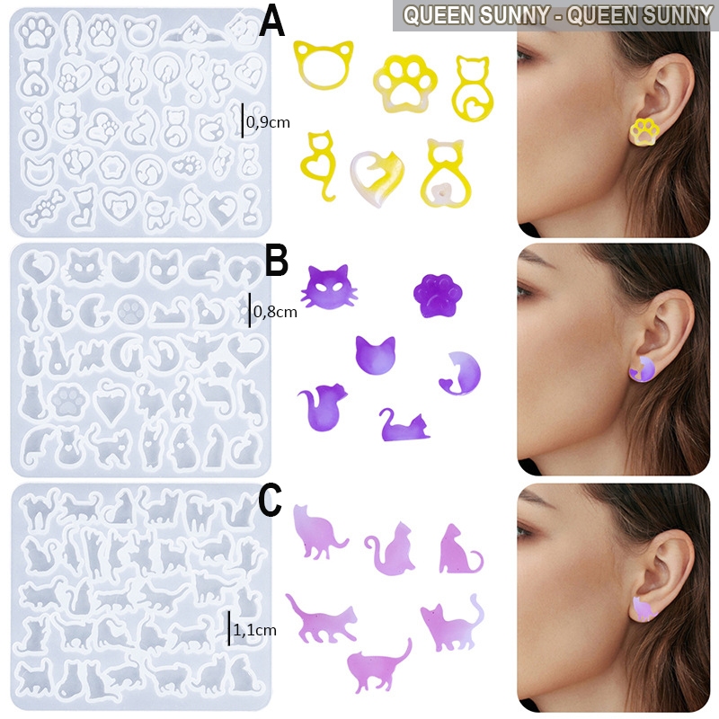 [BANYAK MOTIF] Cetakan Silikon Kecil "Seri Kucing / Cat Series" Cetakan Resin Pendant Liontin Bandul