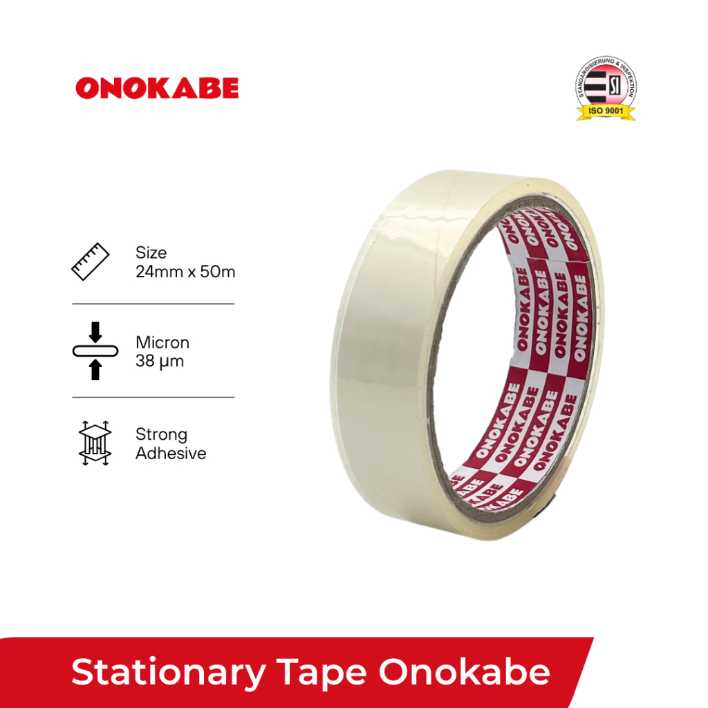 

Stationary Tape / Isolasi Bening 24mm x 50m 1 Rol - Lakban Onokabe